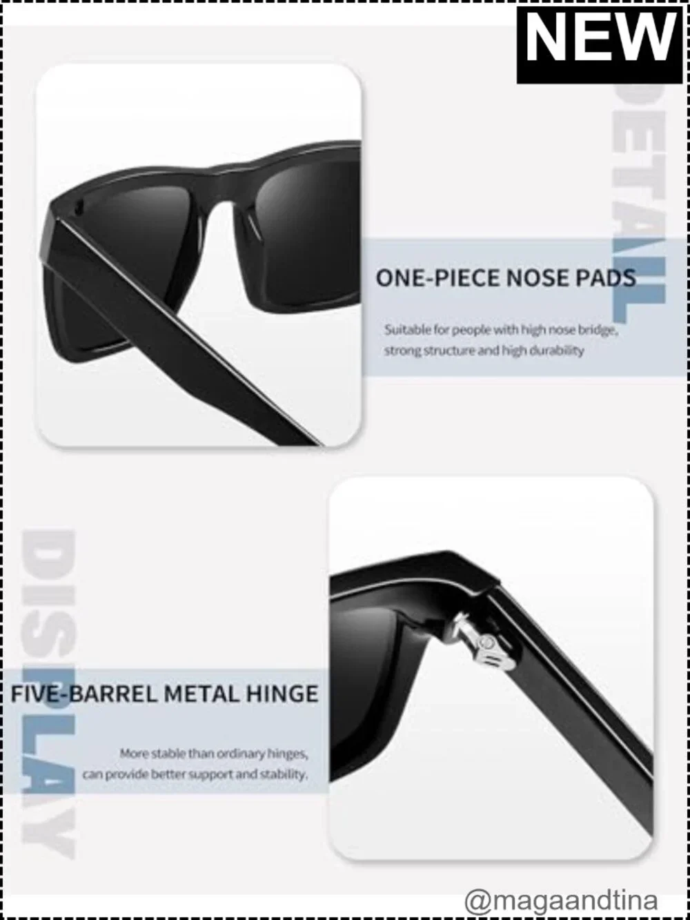 Oversized Acetate Square Sunglasses Polarized UV Protection